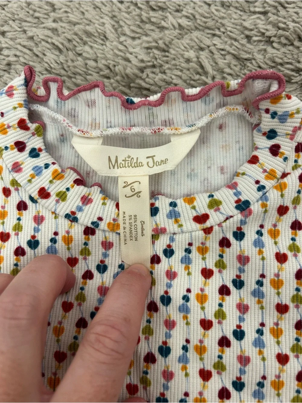 Matilda Jane Pink and Red Stripe Ruffle outfit.